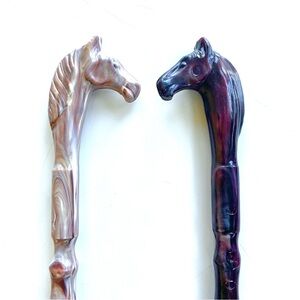 Vintage Horse Head 22" Inch Plastic Marble Swirl Shoe Horn - 2 Colors